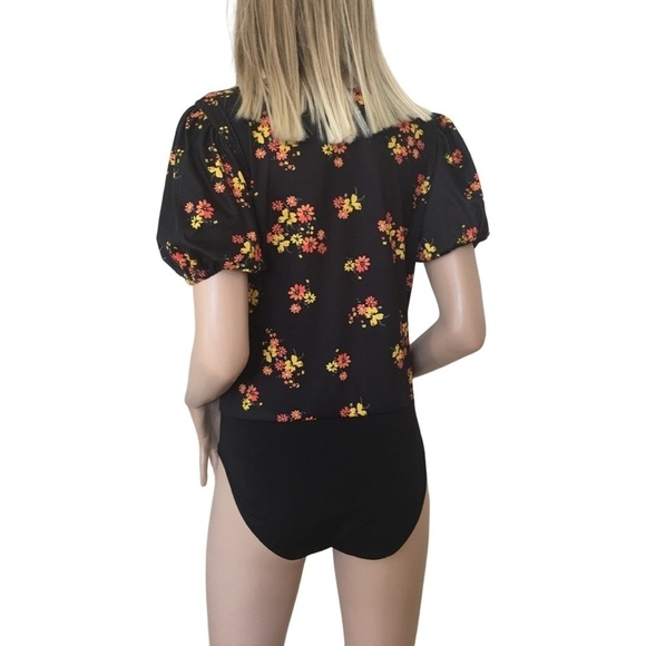 TOPSHOP Keyhole Front Floral Blouse Top Bodysuit Romper NWOT - Picture 5 of 14